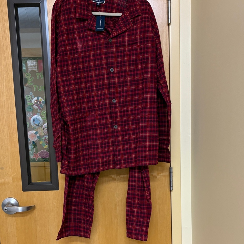 NWT Club Room Red Plaid 100%‎ Cotton Pajama Set Size XL
